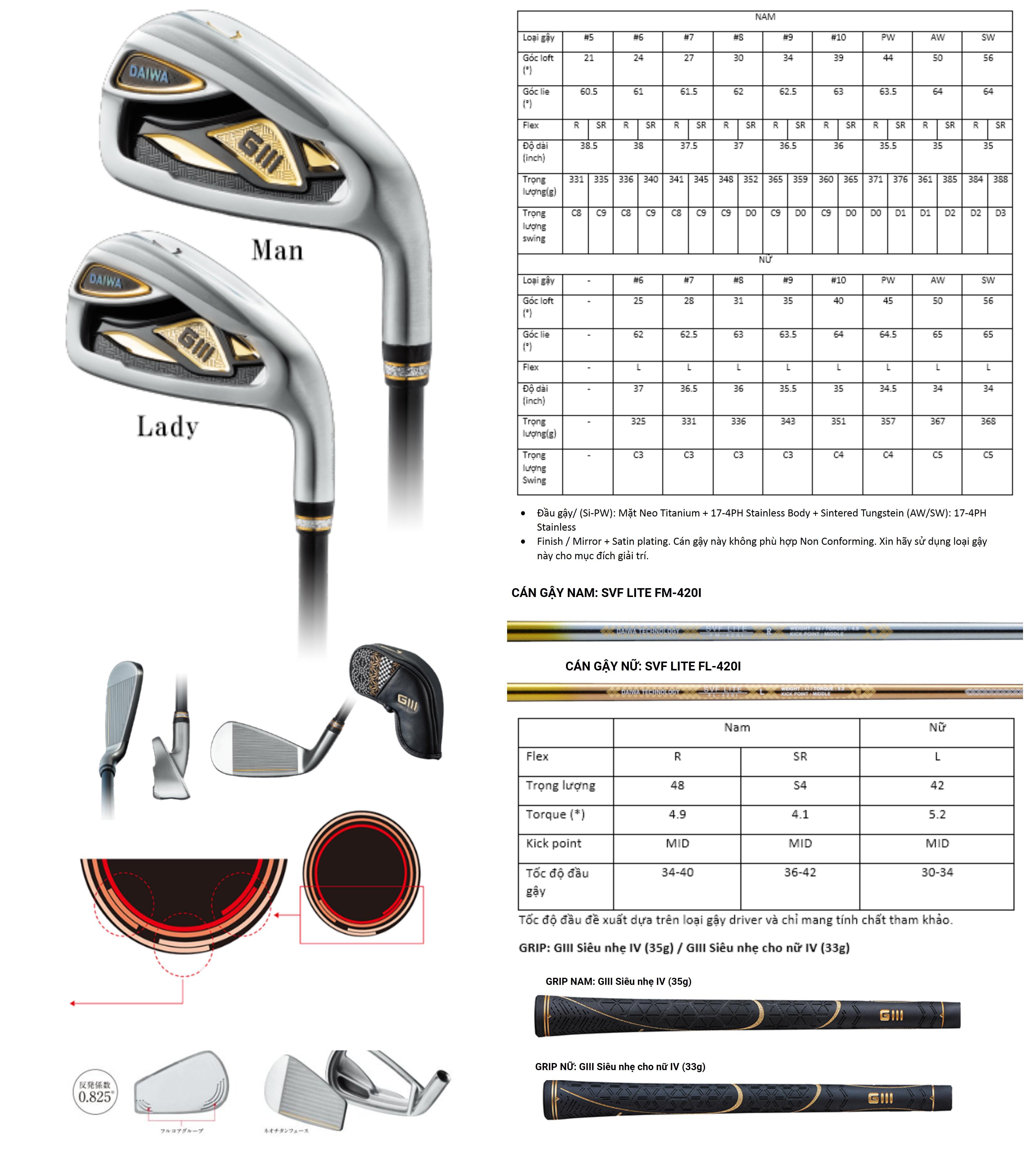 Gậy sắt GIII Daiwa V8 HR HIGH REPULSION TRENCH (#5-10, P,A,S )