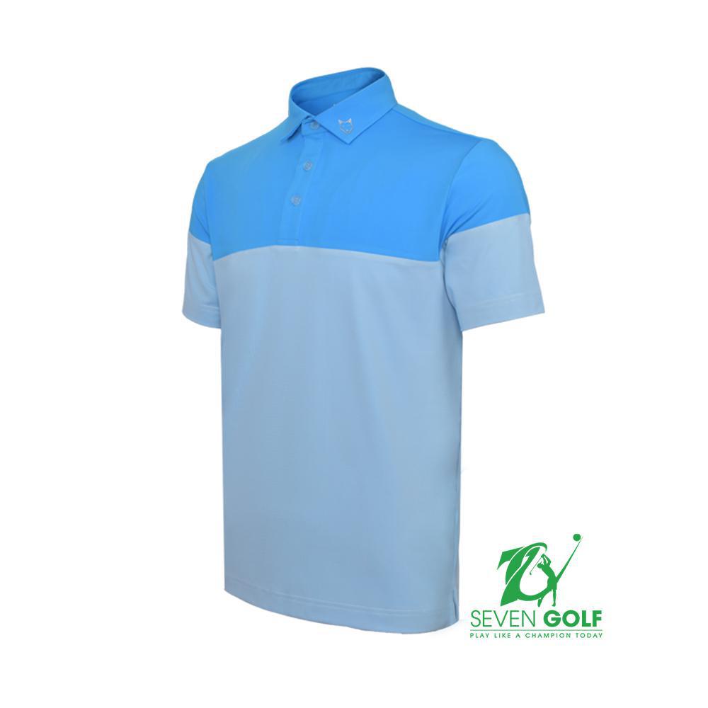 Áo golf nam ngắn tay Handee da trời phối xanh biển