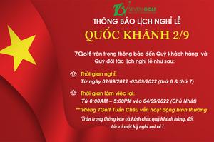 7Golf thông báo nghỉ lễ 2/9